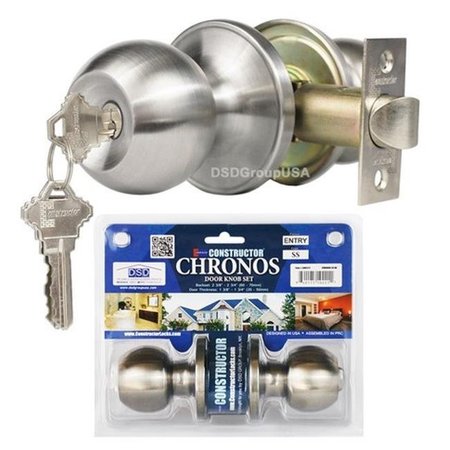 CONSTRUCTOR Constructor 3 x 7.5 x 4.5 in. Chronos Entry Door Lever Lock Set Knob Handle Set; Stainless Steel CON-CHR-SS-ET